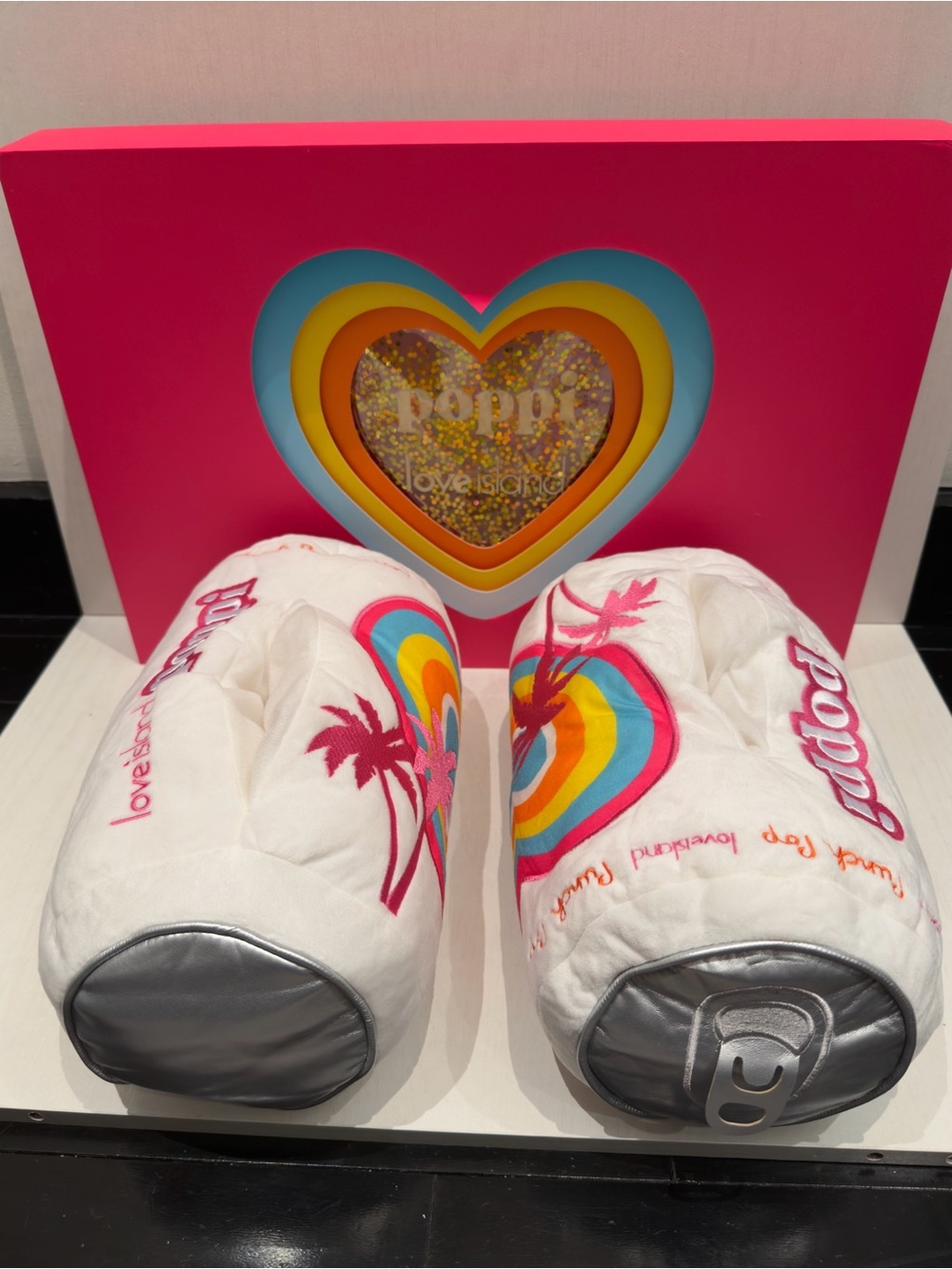 Poppi x Love Island Slippers Collaboration Soda Cans